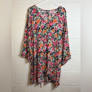 Torrid Black Floral Crinkle Gauze Hi-Low Plus Size Twee Spring Easter Tunic 4XL